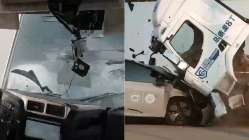 理想i8与重卡对撞测试引争议，乘龙卡车喊冤：被摆了一道