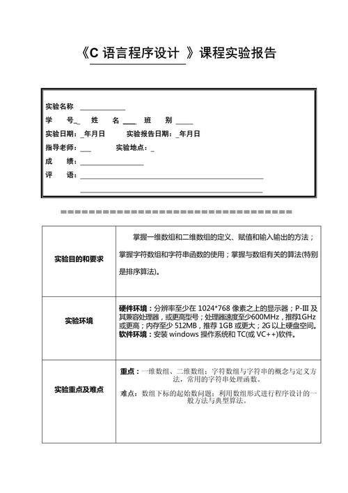 C程序设计实验报告：涵盖基本语法、控制语句等内容