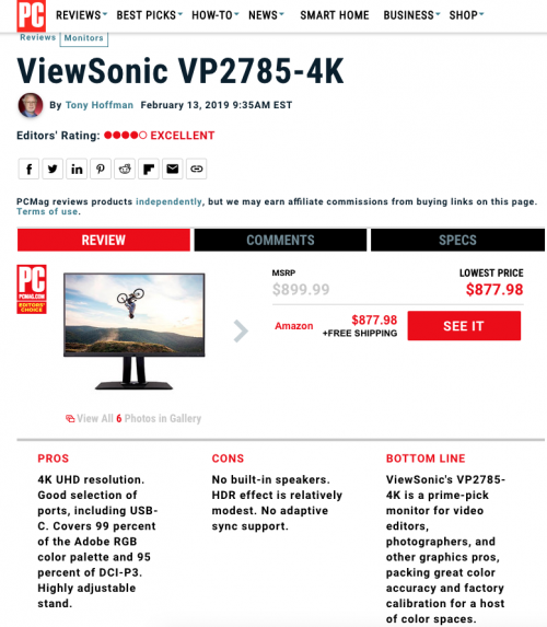 优派VP2785-4K显示器：出色性能，多场景适用，视频剪辑超适配