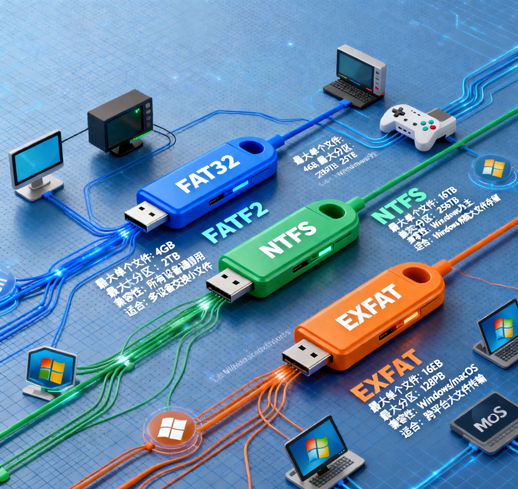 U盘格式化选FAT32、NTFS还是EXFAT？一文讲清区别与适用场景
