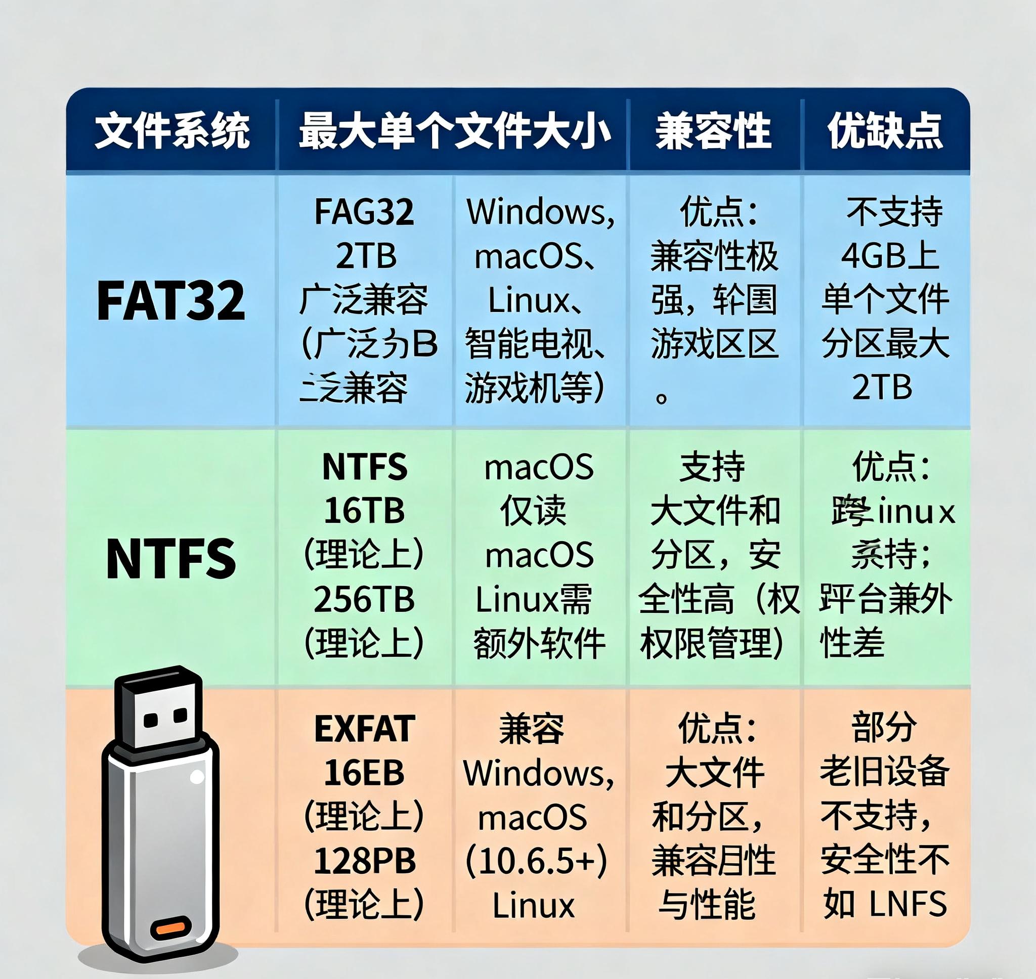 u盘新存入的文件打不开_U盘格式化FAT32NTFSEXFAT区别_U盘格式化选择指南