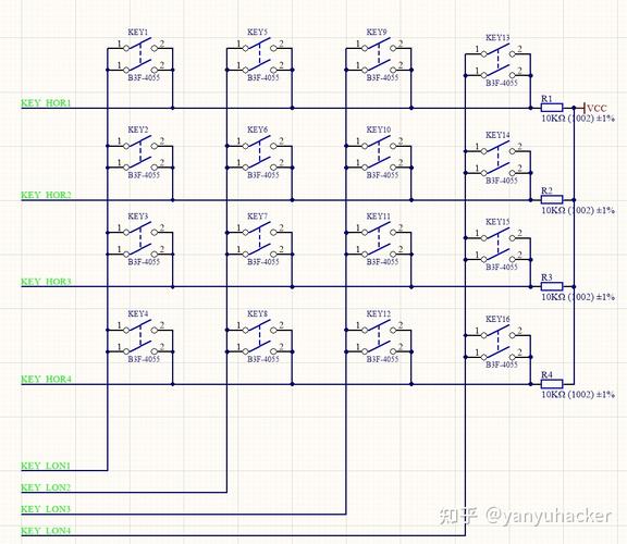 c语言行列矩阵式键盘程序_矩阵键盘硬件连接与扫描原理_单片机矩阵键盘扫描程序C语言实现